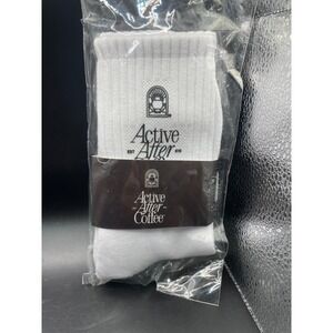Active After Coffee Bright White Crew Socks AAC-CBRG-SOCK-ONE-0345 New NIP